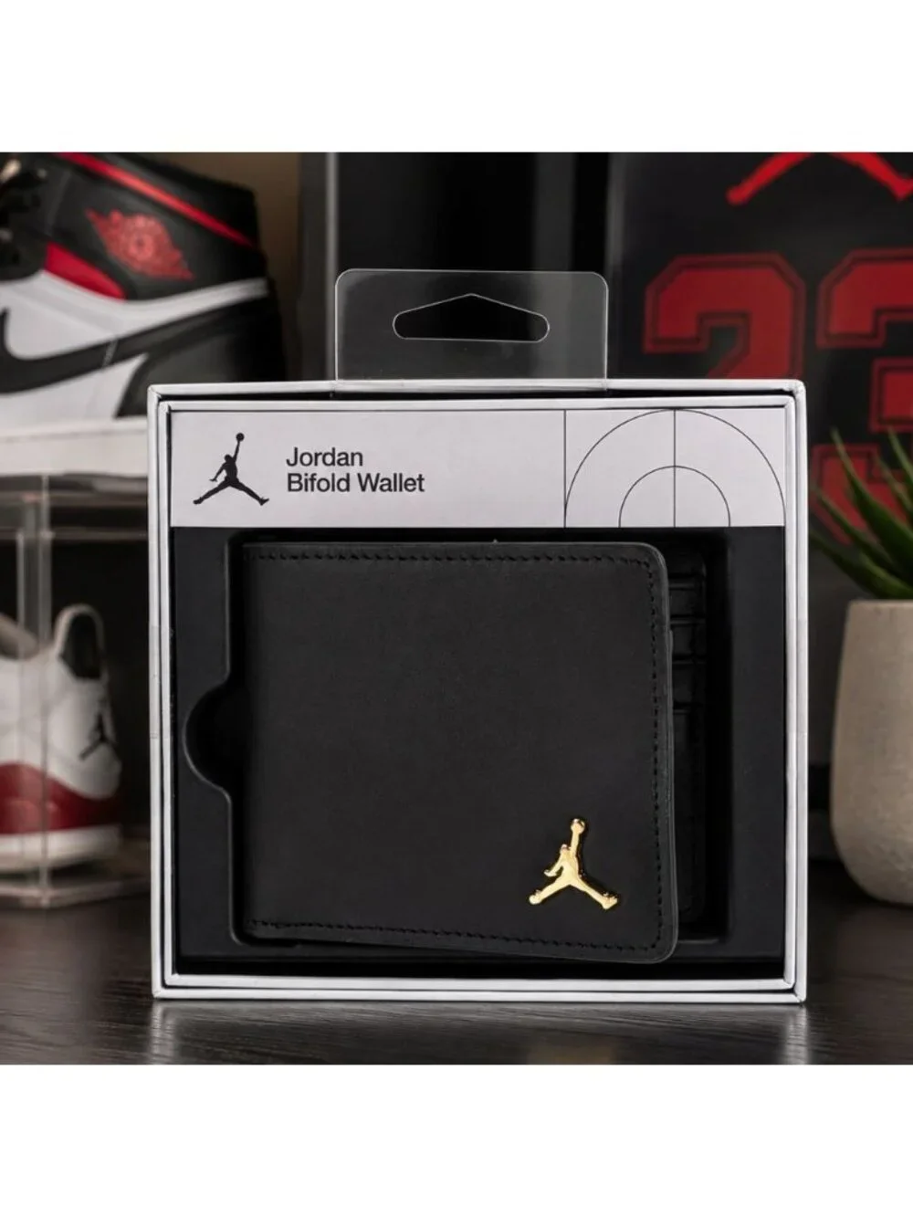 Nike Jordan Mens Jumpman Ingot Bifold Wallet Black Leather MA0819-023 NIB